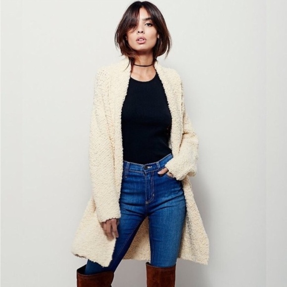 FREE PEOPLE cream day dreamer boucle cardigan - Picture 1 of 12